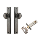 Pair of Iver Paddington knobs with rectangular backplates, showcasing polished architectural hardware door handles.