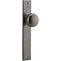 Door Knob Cambridge Rectangular Latch Distressed Nickel H240xW38xP67mm in Distressed Nickel