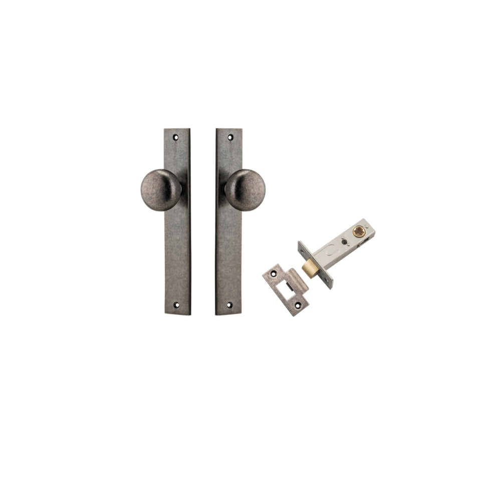 Door Knob Cambridge Rectangular Latch Distressed Nickel H240xW38xP67mm Passage Kit Tube Latch Split Cam 'T' Striker Distressed Nickel Backset 60mm in Distressed Nickel