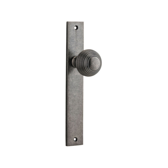 Door Knob Guildford Rectangular Latch Distressed Nickel H240xW38xP60mm in Distressed Nickel