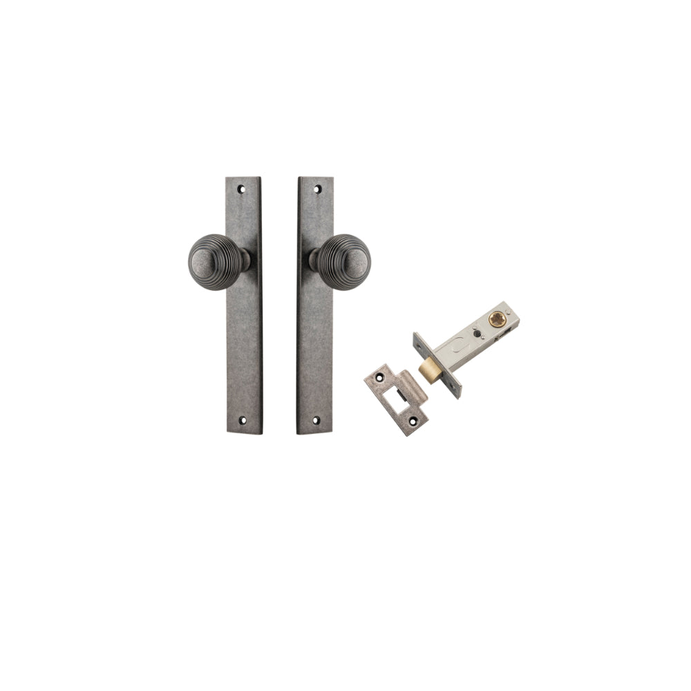 Door Knob Guildford Rectangular Latch Distressed Nickel H240xW38xP60mm Passage Kit Tube Latch Split Cam 'T' Striker Distressed Nickel Backset 60mm in Distressed Nickel