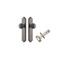 Door Knob Guildford Shouldered Latch Distressed Nickel H240xW50xP60mm Passage Kit, Tube Latch Split Cam 'T' Striker Distressed Nickel Backset 60mm in Distressed Nickel