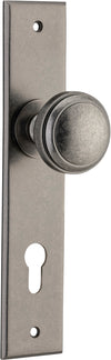 Door Knob Paddington Chamfered Euro Distressed Nickel H240xW50xP63mm in Distressed Nickel
