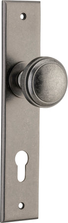 Door Knob Paddington Chamfered Euro Distressed Nickel H240xW50xP63mm in Distressed Nickel