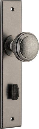 Door Knob Paddington Chamfered Privacy Distressed Nickel H240xW50xP63mm in Distressed Nickel