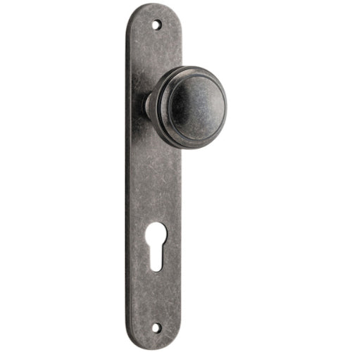 Door Knob Paddington Oval Euro Distressed Nickel CTC85mm H237xW50xP68mm in Distressed Nickel