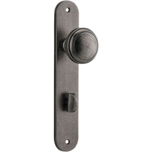 Door Knob Paddington Oval Privacy Distressed Nickel CTC85mm H237xW50xP68mm in Distressed Nickel