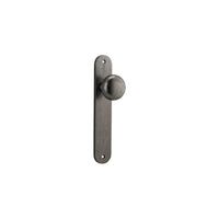 Door Knob Cambridge Oval Latch Distressed Nickel H230xW40xP67mm in Distressed Nickel