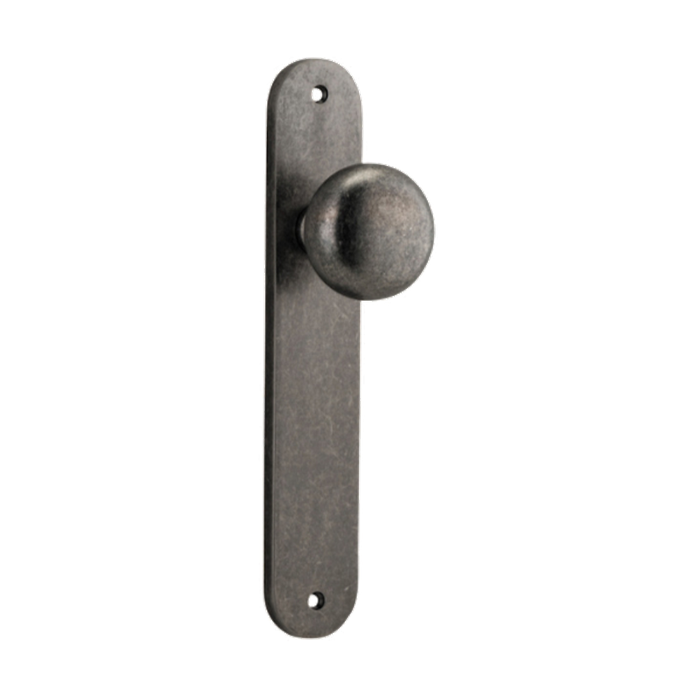 Door Knob Cambridge Oval Latch Distressed Nickel H230xW40xP67mm in Distressed Nickel