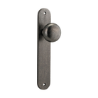 Door Knob Cambridge Oval Latch Distressed Nickel H230xW40xP67mm in Distressed Nickel