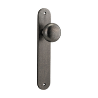 Door Knob Cambridge Oval Latch Distressed Nickel H230xW40xP67mm in Distressed Nickel