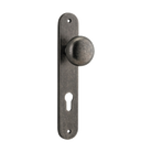 Door Knob Cambridge Oval Euro Distressed Nickel CTC85mm H230xW40xP67mm in Distressed Nickel