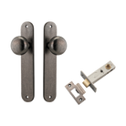 Door Knob Cambridge Oval Latch Distressed Nickel H240xW40xP67mm Passage Kit, Tube Latch Split Cam 'T' Striker Distressed Nickel Backset 60mm in Distressed Nickel