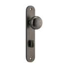 Door Knob Cambridge Oval Privacy Distressed Nickel CTC85mm H230xW40xP67mm in Distressed Nickel