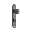 Door Knob Guildford Oval Privacy Distressed Nickel CTC85mm H230xW40xP60mm in Distressed Nickel