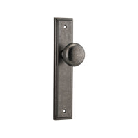 Door Knob Cambridge Stepped Latch Distressed Nickel H237xW50xP67mm in Distressed Nickel