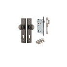 Door Knob Cambridge Stepped Euro Distressed Nickel CTC85mm H240xW50xP67mm Entrance Kit, Mortice Lock Euro Distressed Nickel CTC85mm Backset 60mm, Euro Cylinder Dual Function 5 Pin Distressed Nickel L65mm KA1 in Distressed Nickel