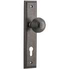 Door Knob Guildford Stepped Euro Distressed Nickel CTC85mm H237xW50xP60mm in Distressed Nickel