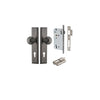 Door Knob Guildford Stepped Euro Distressed Nickel CTC85mm H240xW50xP60mm Entrance Kit, Mortice Lock Euro Distressed Nickel CTC85mm Backset 60mm, Euro Cylinder Dual Function 5 Pin Distressed Nickel L65mm KA1 in Distressed Nickel