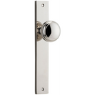 Pair of Iver Paddington knobs with rectangular backplates, showcasing elegant architectural hardware for doors.