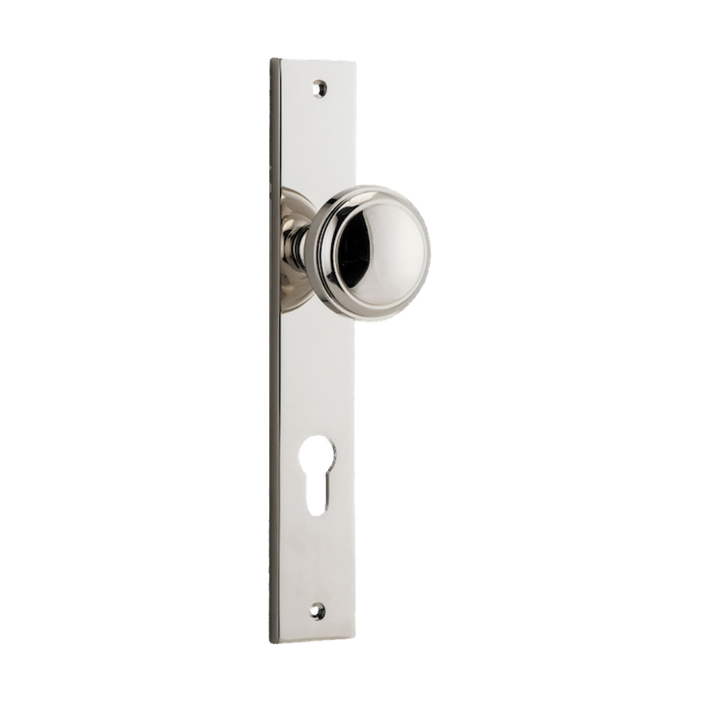 Door Knob Paddington Rectangular Euro Polished Nickel CTC85mm H240xW38xP68mm in Polished Nickel