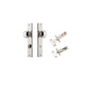 Door Knob Paddington Rectangular Privacy Polished Nickel CTC85mm H240xW38xP68mm Inbuilt Privacy Kit Tube Latch Split Cam 'T' Striker Polished Nickel Backset 60mm, Privacy Bolt Round Bolt Polished Nickel Backset 60mm in Polished Nickel