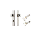 Door Knob Paddington Rectangular Privacy Polished Nickel CTC85mm H240xW38xP68mm Inbuilt Privacy Kit Tube Latch Split Cam 'T' Striker Polished Nickel Backset 60mm, Privacy Bolt Round Bolt Polished Nickel Backset 60mm in Polished Nickel
