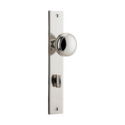 Pair of Iver Paddington knobs with rectangular backplates, featuring polished metallic finish, ideal for architectural hardware applications.