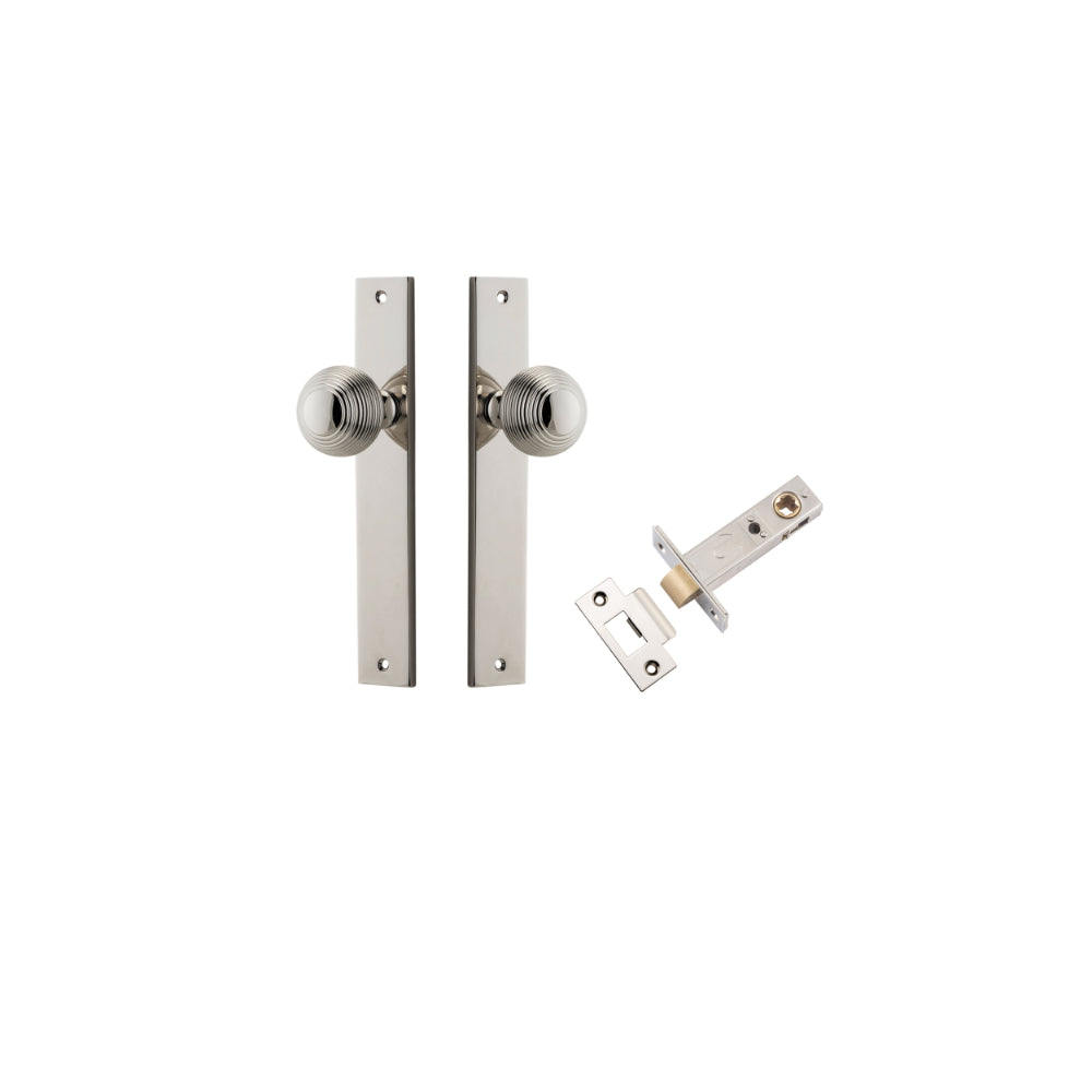 Door Knob Guildford Rectangular Latch Polished Nickel H240xW38xP60mm Passage Kit Tube Latch Split Cam 'T' Striker Polished Nickel Backset 60mm in Polished Nickel