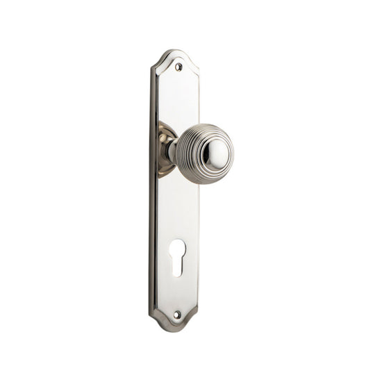 Door Knob Guildford Shouldered Euro Polished Nickel CTC85mm H237xW50xP60mm in Polished Nickel