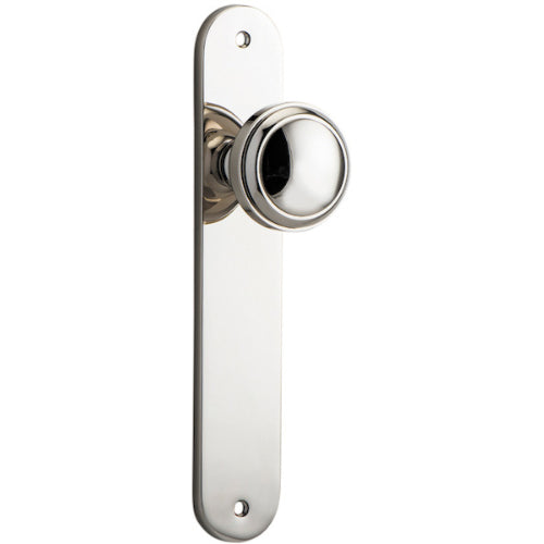 Door Knob Paddington Oval Latch Polished Nickel H237xW50xP68mm in Polished Nickel