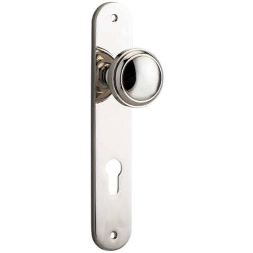 Door Knob Paddington Oval Euro Polished Nickel CTC85mm H237xW50xP68mm in Polished Nickel