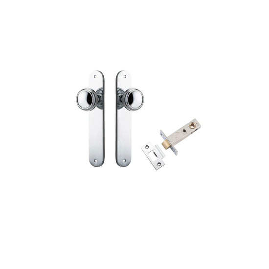 Door Knob Paddington Oval Latch Polished Nickel H240xW40xP68mm Passage Kit, Tube Latch Split Cam 'T' Striker Polished Nickel Backset 60mm in Polished Nickel