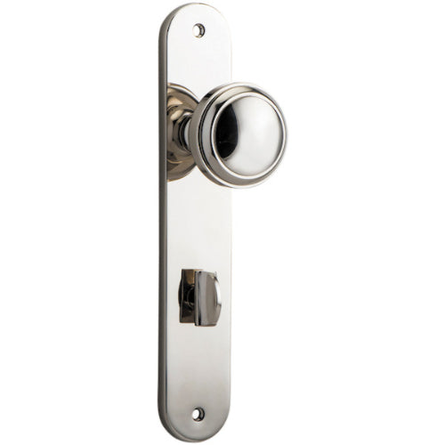 Door Knob Paddington Oval Privacy Polished Nickel CTC85mm H237xW50xP68mm in Polished Nickel