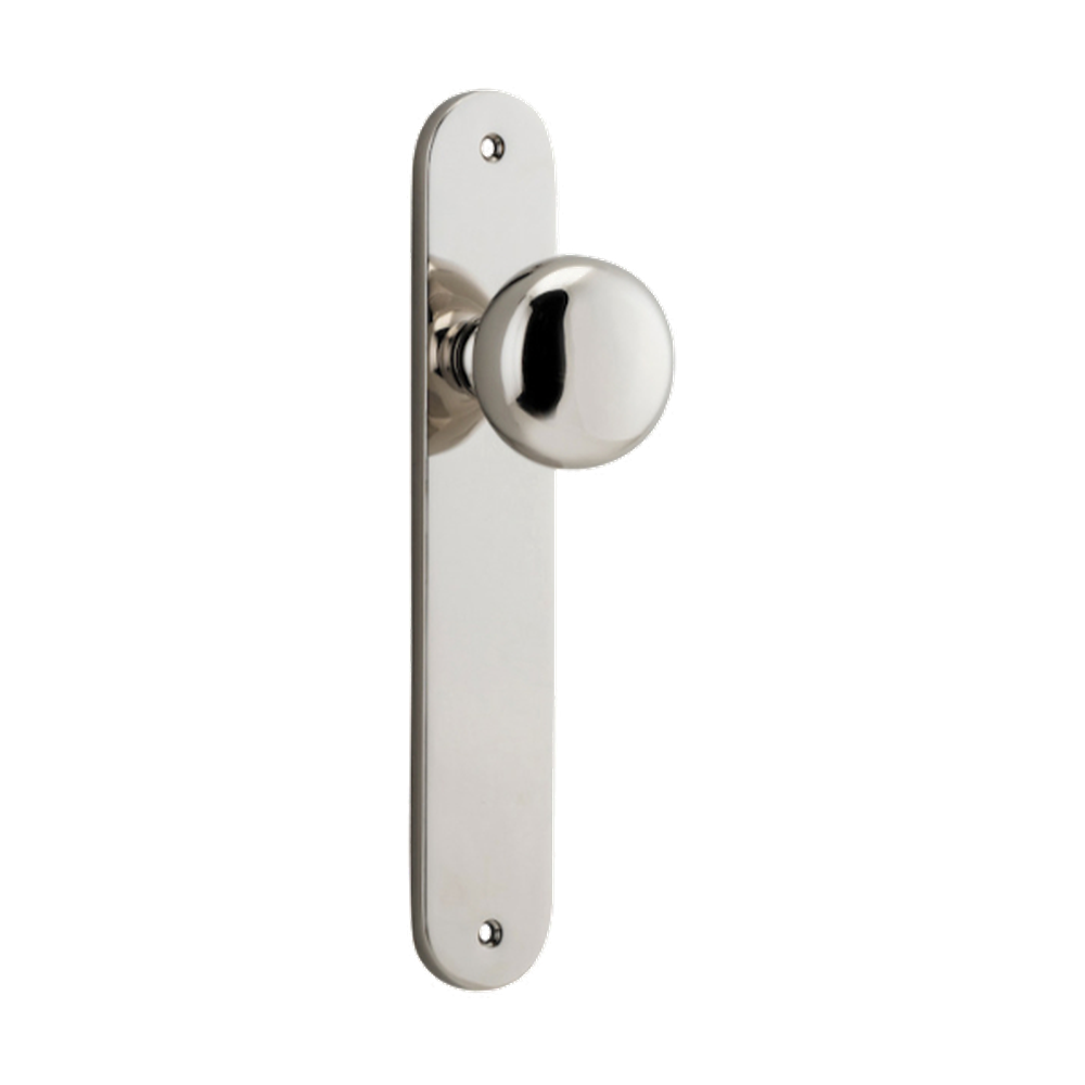 Door Knob Cambridge Oval Latch Polished Nickel H230xW40xP67mm in Polished Nickel