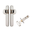 Door Knob Cambridge Oval Latch Polished Nickel H240xW40xP67mm Passage Kit, Tube Latch Split Cam 'T' Striker Polished Nickel Backset 60mm in Polished Nickel