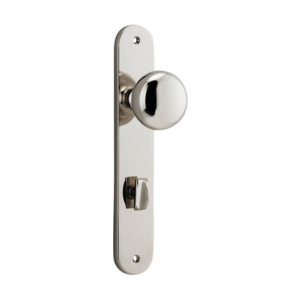 Door Knob Cambridge Oval Privacy Polished Nickel CTC85mm H230xW40xP67mm in Polished Nickel