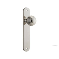 Door Knob Guildford Oval Latch Polished Nickel H230xW40xP60mm in Polished Nickel