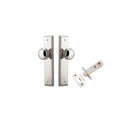 Door Knob Paddington Stepped Latch Polished Nickel H240xW50xP68mm Passage Kit, Tube Latch Split Cam 'T' Striker Polished Nickel Backset 60mm in Polished Nickel
