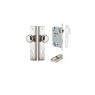 Door Knob Cambridge Stepped Euro Polished Nickel CTC85mm H240xW50xP67mm Entrance Kit, Mortice Lock Euro Polished Nickel CTC85mm Backset 60mm, Euro Cylinder Dual Function 5 Pin Polished Nickel L65mm KA1 in Polished Nickel