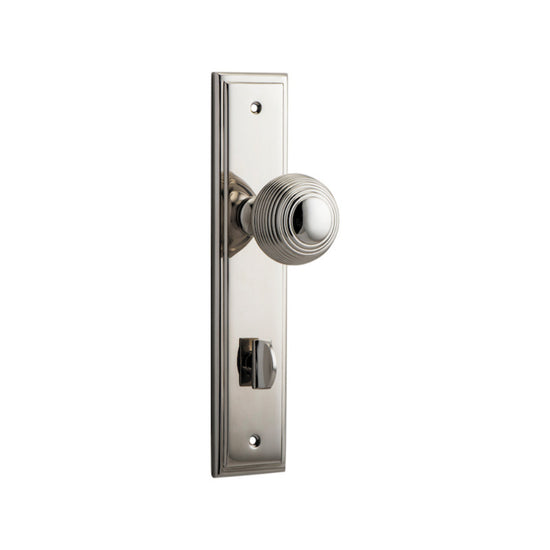 Door Knob Guildford Stepped Privacy Polished Nickel CTC85mm H237xW50xP60mm in Polished Nickel