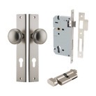 Pair of Iver Paddington knobs on rectangular backplates, featuring sleek architectural hardware design in a polished finish.