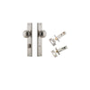 Door Knob Paddington Rectangular Privacy Satin Nickel CTC85mm H240xW38xP68mm Inbuilt Privacy Kit Tube Latch Split Cam 'T' Striker Satin Nickel Backset 60mm, Privacy Bolt Round Bolt Satin Nickel Backset 60mm in Satin Nickel