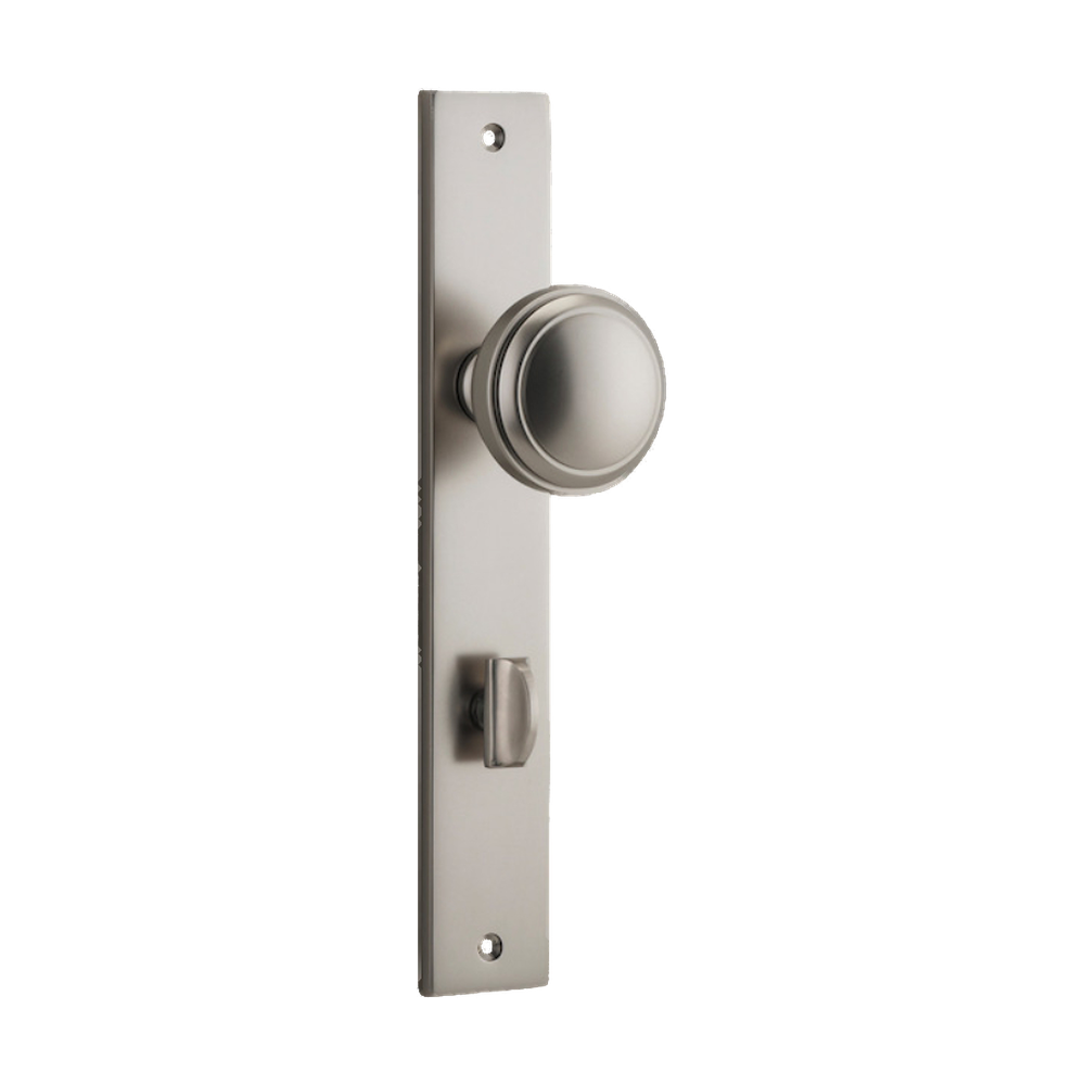 Door Knob Paddington Rectangular Privacy Satin Nickel CTC85mm H240xW38xP68mm in Satin Nickel