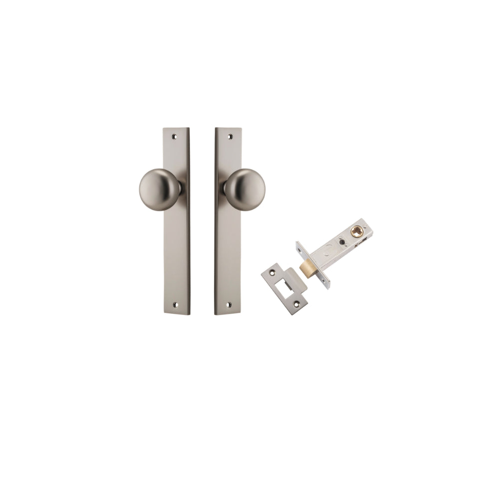 Door Knob Cambridge Rectangular Latch Satin Nickel H240xW38xP67mm Passage Kit Tube Latch Split Cam 'T' Striker Satin Nickel Backset 60mm in Satin Nickel