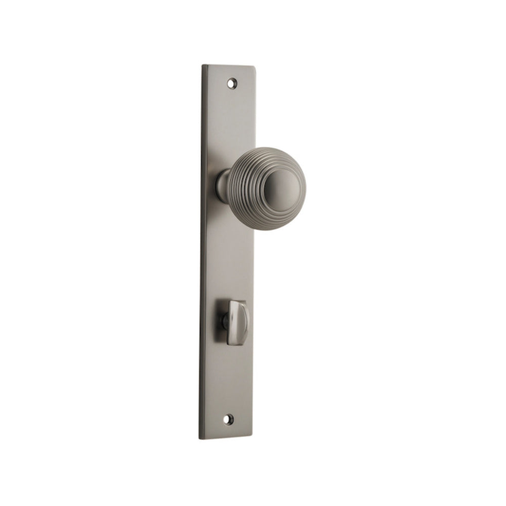 Door Knob Guildford Rectangular Privacy Satin Nickel CTC85mm H240xW38xP60mm in Satin Nickel