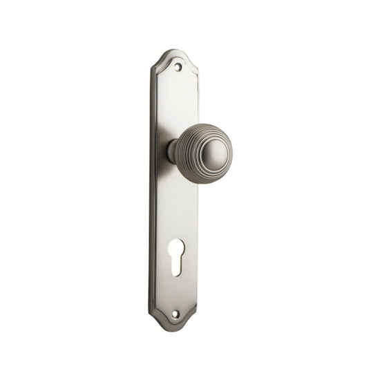 Door Knob Guildford Shouldered Euro Satin Nickel CTC85mm H237xW50xP60mm in Satin Nickel