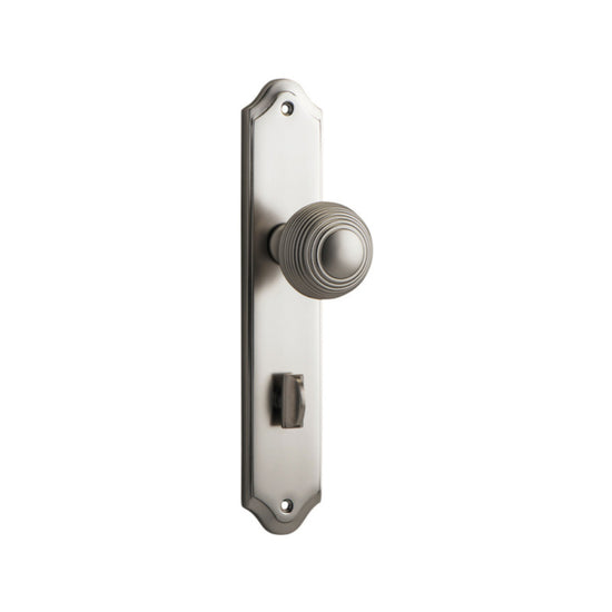 Door Knob Guildford Shouldered Privacy Satin Nickel CTC85mm H237xW50xP60mm in Satin Nickel