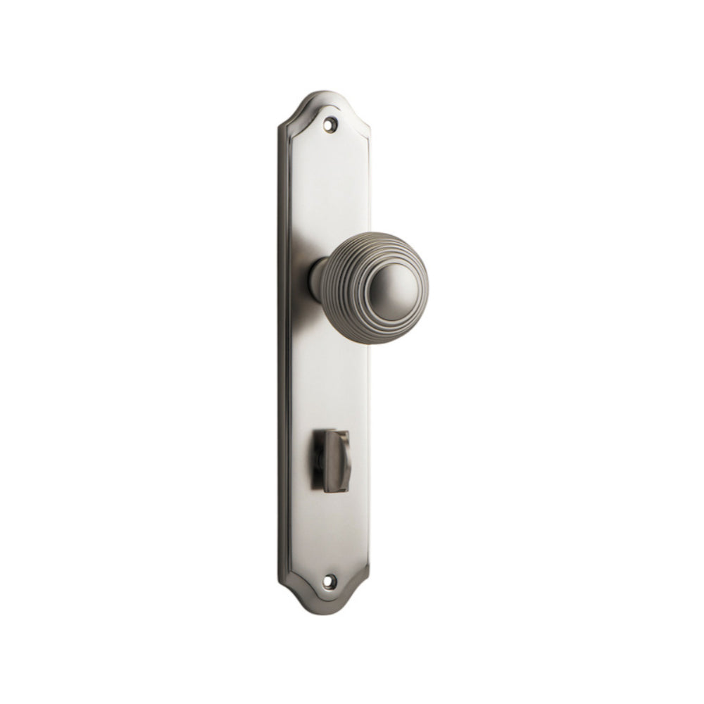 Door Knob Guildford Shouldered Privacy Satin Nickel CTC85mm H237xW50xP60mm in Satin Nickel