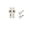 Door Knob Paddington Chamfered Privacy Satin Nickel CTC85mm D55xP63mm BPH240xW50mm Privacy Kit, Tube Latch Split Cam 'T' Striker Satin Nickel Backset 60mm, Privacy Bolt Round Bolt Satin Nickel Backset 60mm in Satin Nickel
